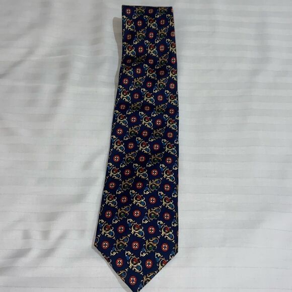 Oxford Blues Silk Tie Preppy Distinguished Print - Picture 2 of 5